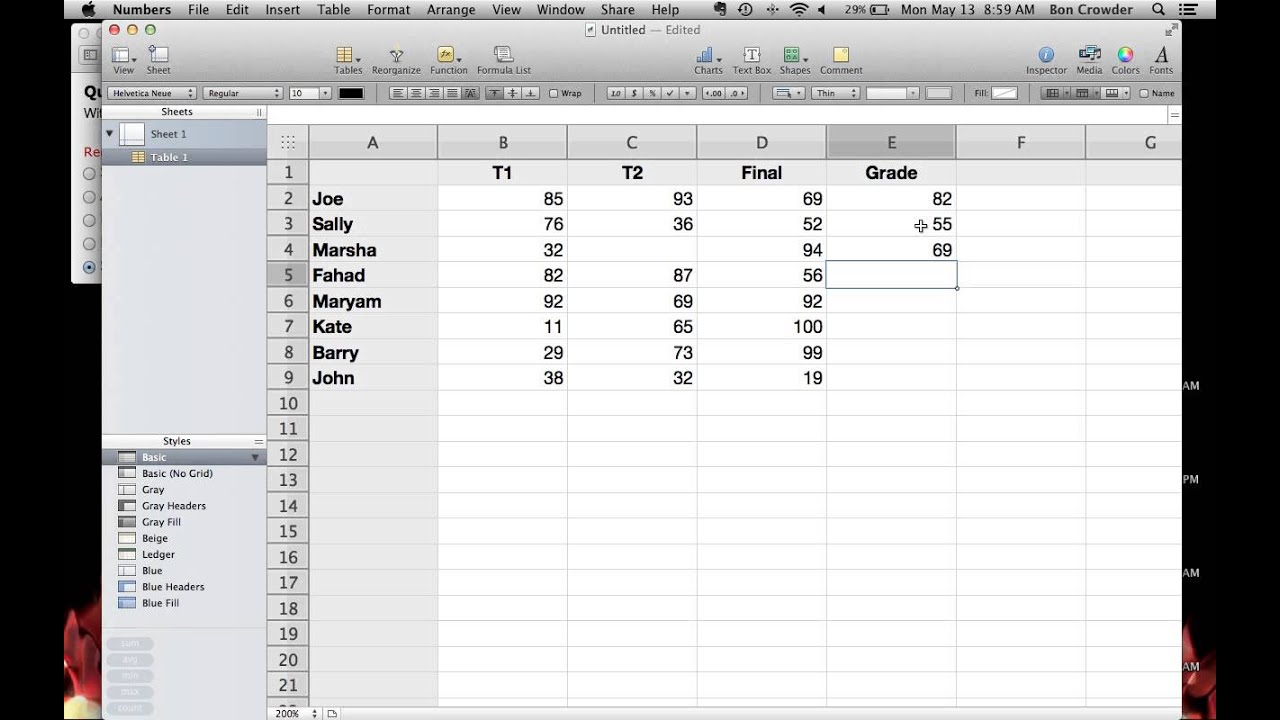 Numbers for mac vs excel